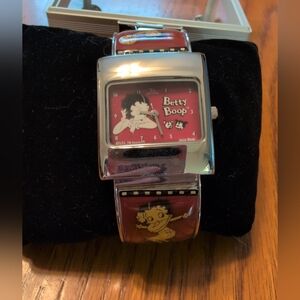 Betty Boop Red and Silver Watch. Bangle Style. Original Box. 90's